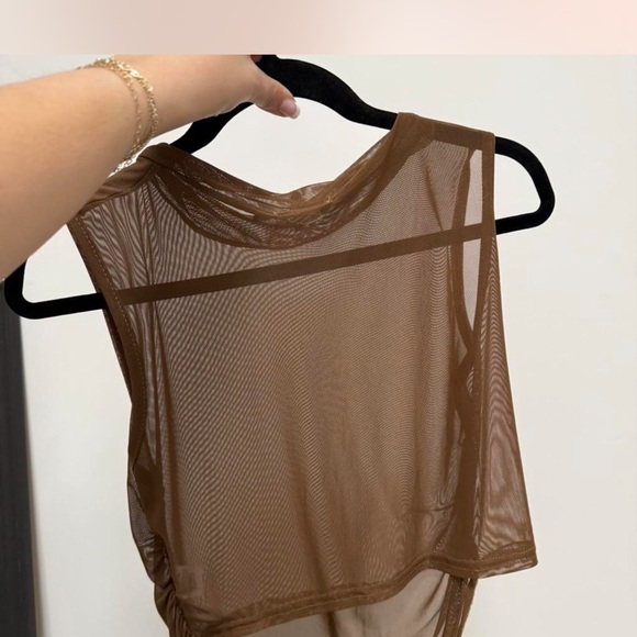 PrettyLittleThing Sheer Tan Tank Top - Picture 3 of 5